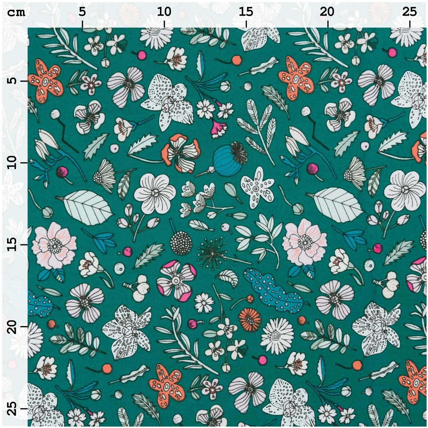 Druckstoff Hygge Blumen grün-neon 140cm