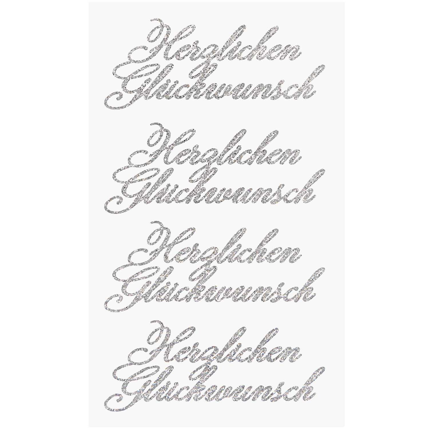 Paper Poetry Glittersticker Herzlichen Glückwunsch silber