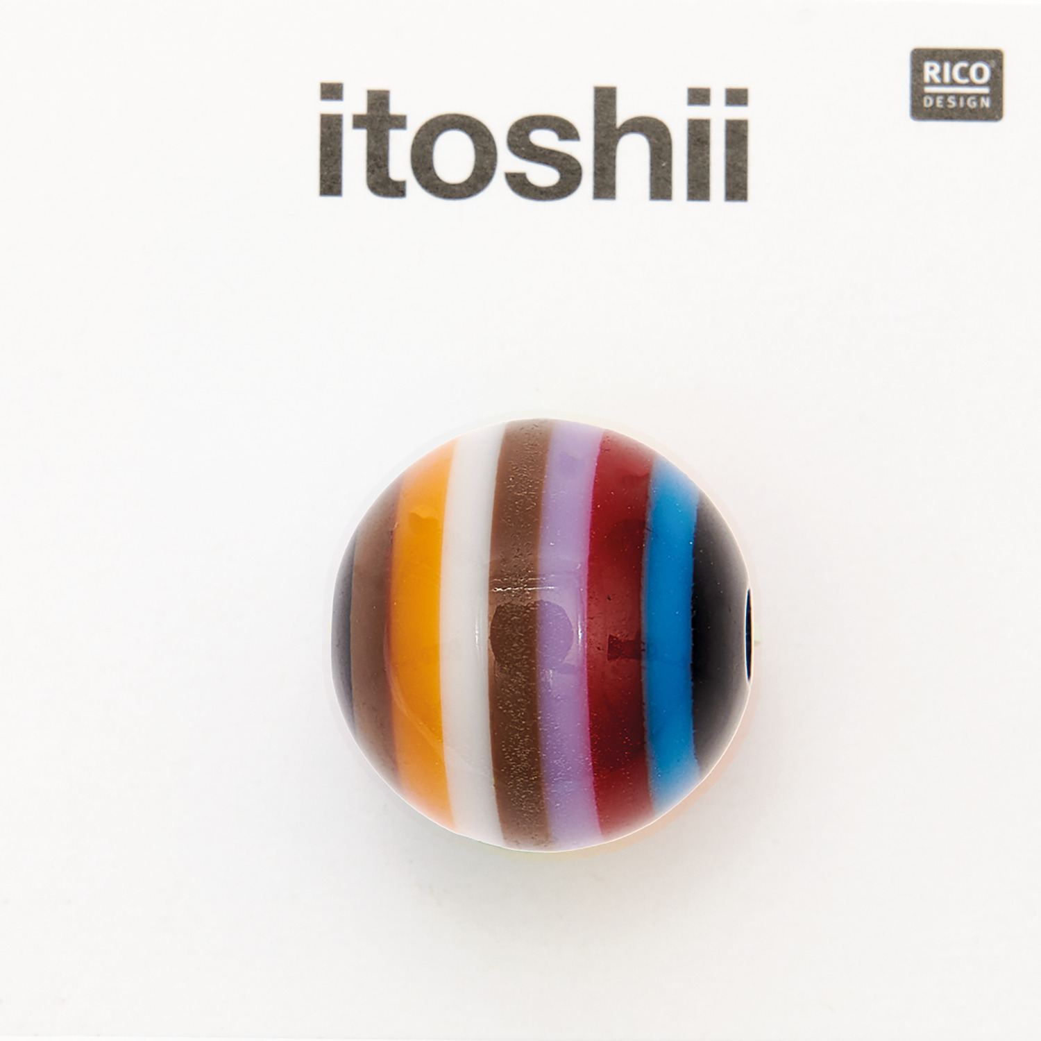 itoshii Gestreifte Perle rund lila Mix 15mm 1 Stück