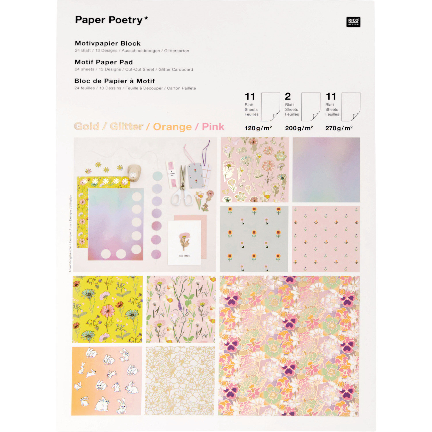 Paper Poetry Motivpapierblock Flower Power