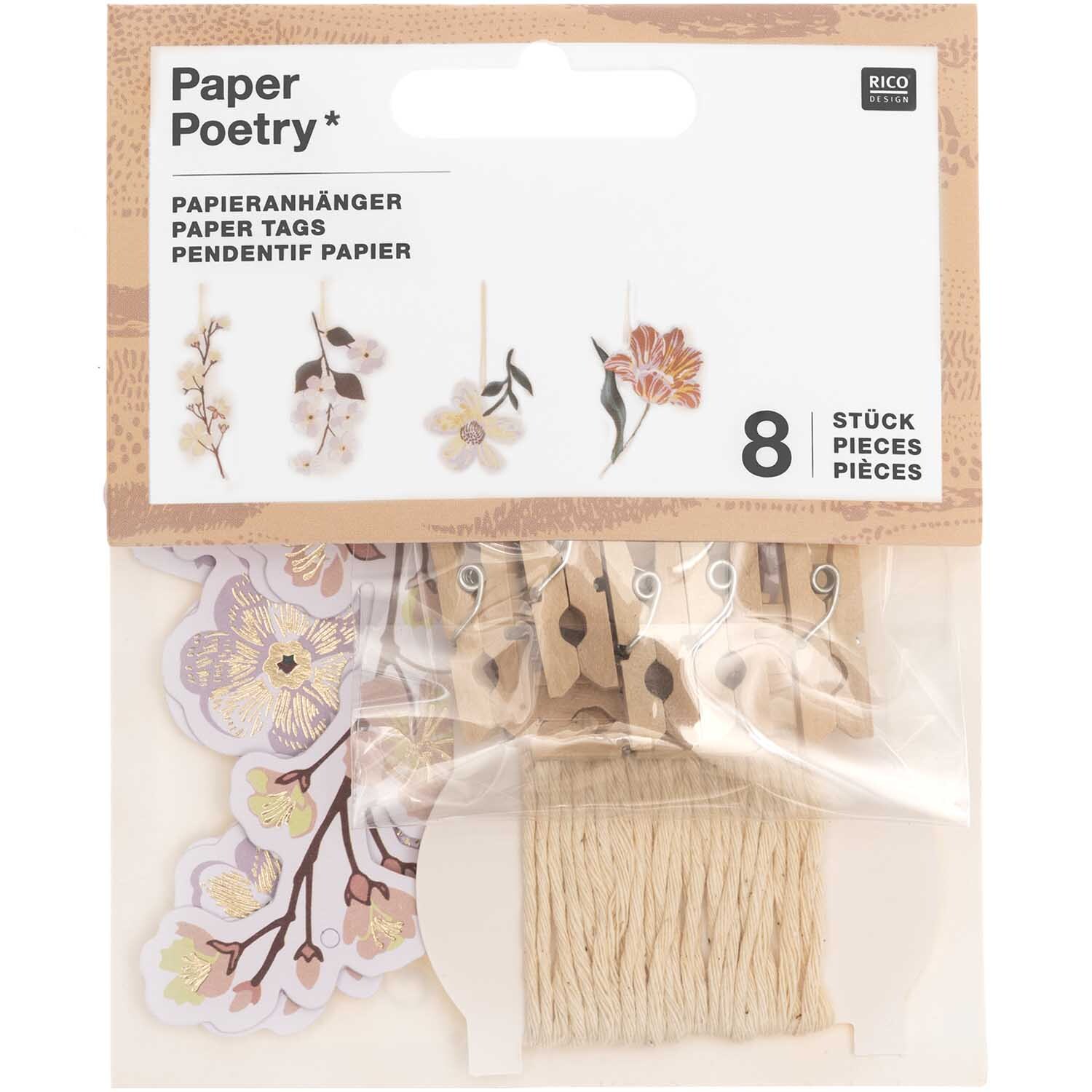 Paper Poetry Papieranhänger Blumen 8 Stück