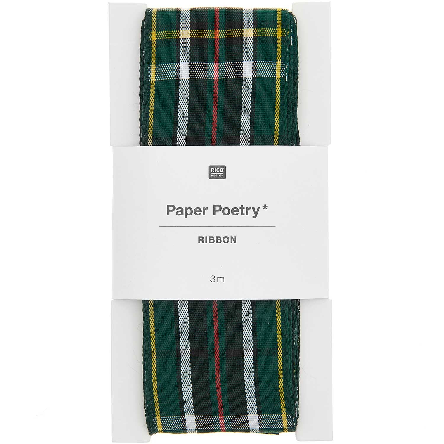 Paper Poetry Karoband grün-gelb-schwarz-rot 38mm 3m