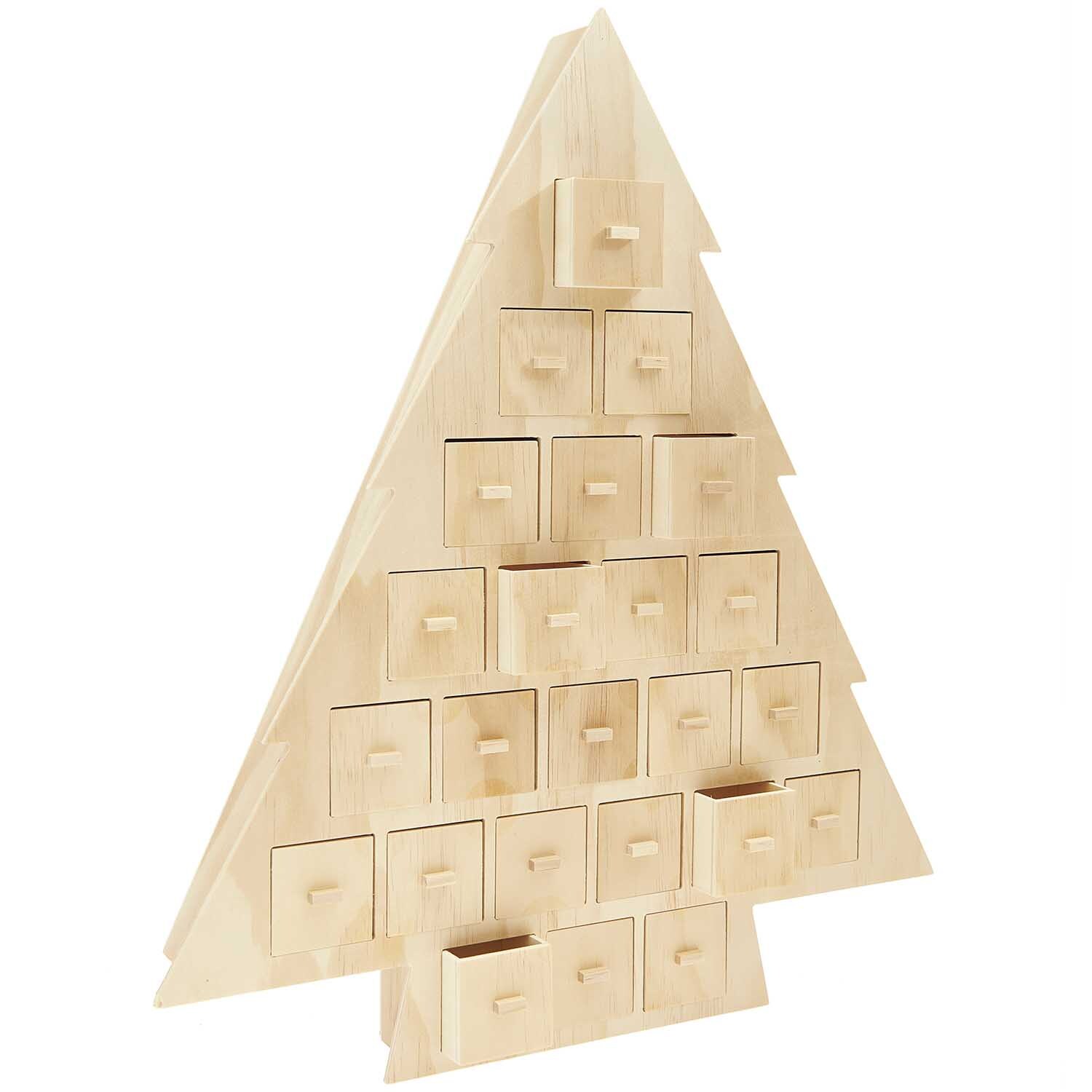 Adventskalender Tanne aus Holz 45x51x5cm