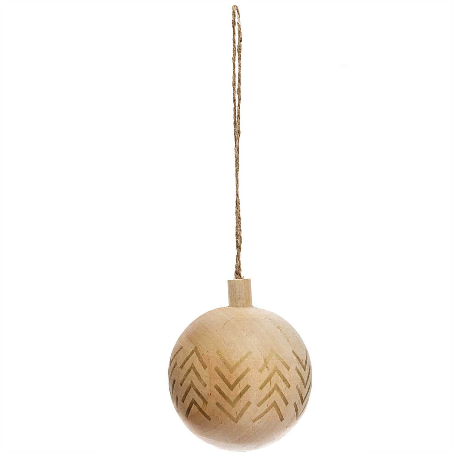 Baumschmuck Holzkugel natur-gold gemustert Ø6cm