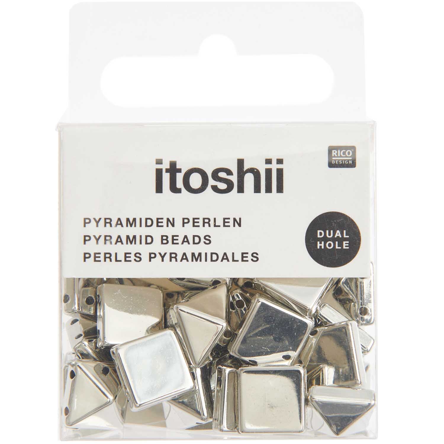 itoshii Pyramiden Perlen quadratisch silber