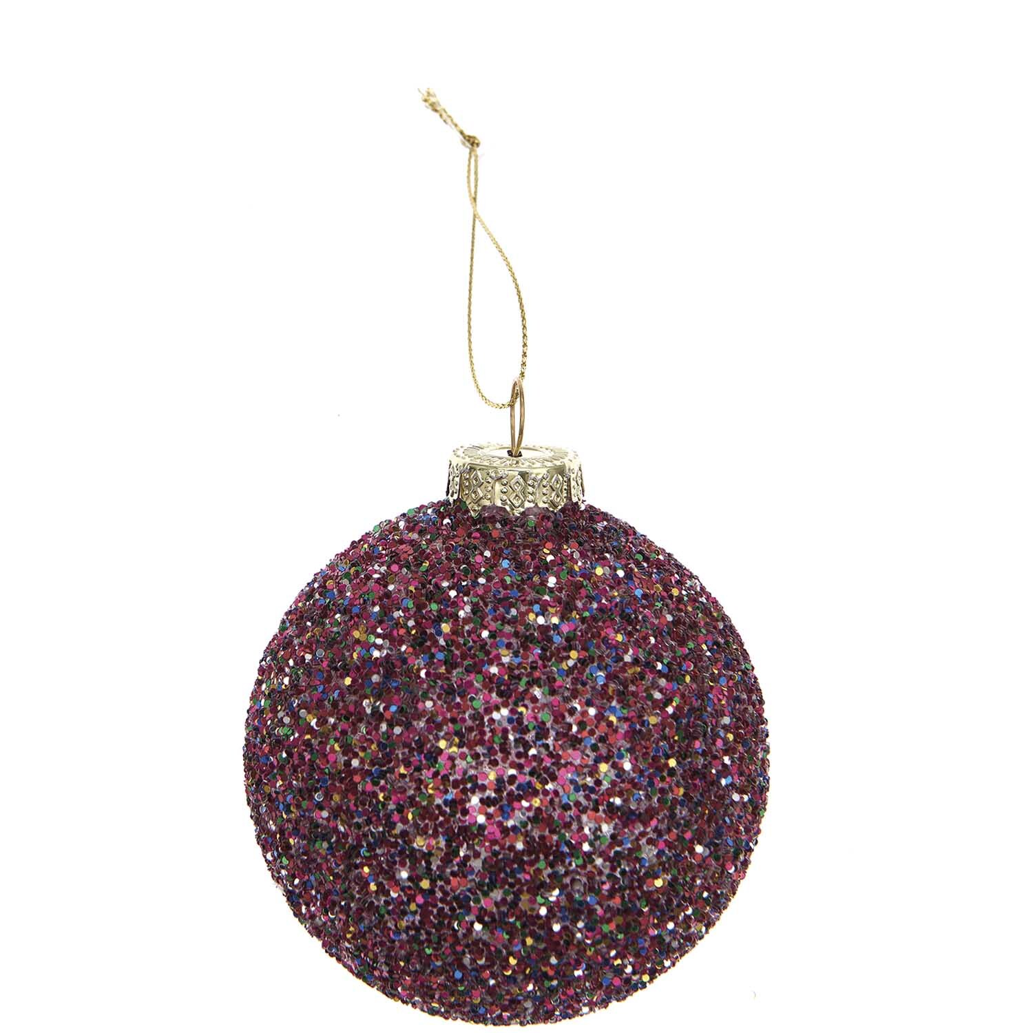 Glaskugel Baumschmuck Glitter bunt 8cm