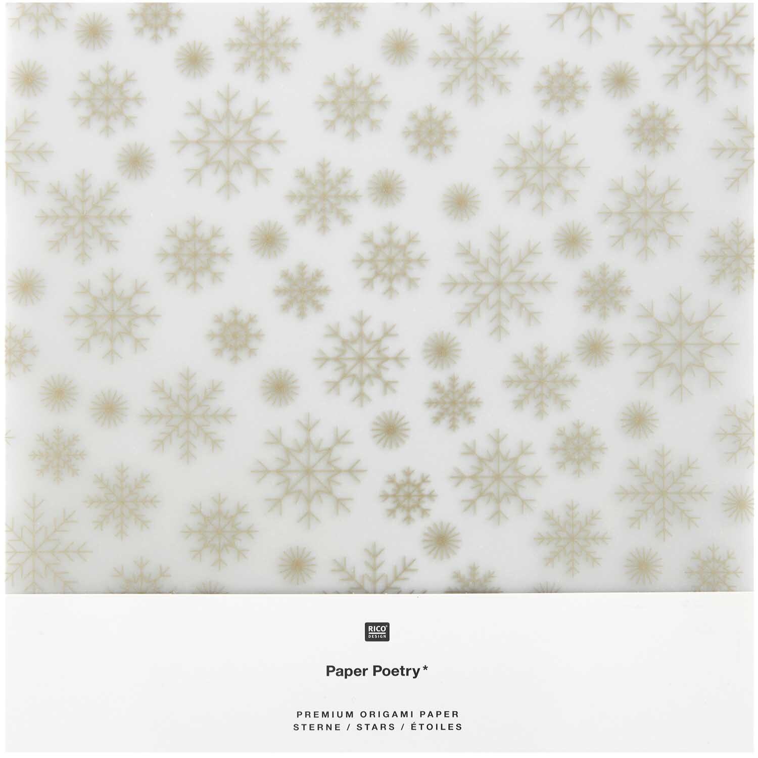 Paper Poetry Origami Transparentpapier Schneeflocken gold 32 Blatt