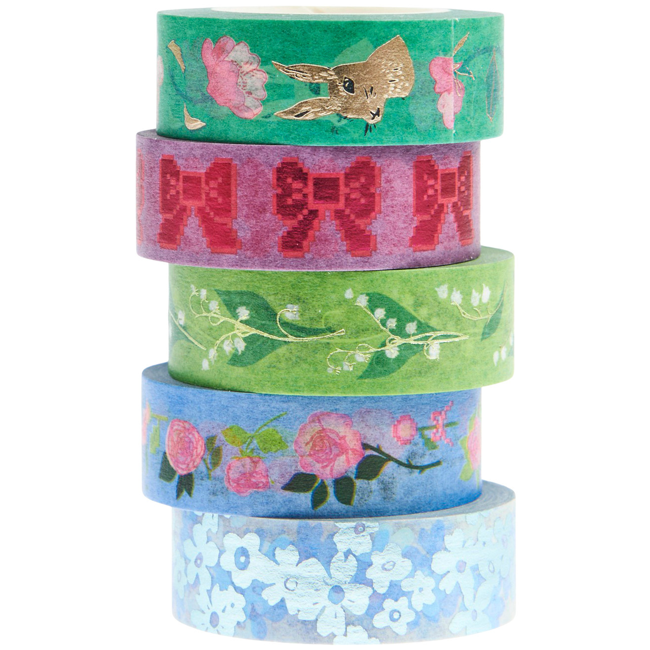 Paper Poetry Tape Set La Vie En Rose Grün/Blau