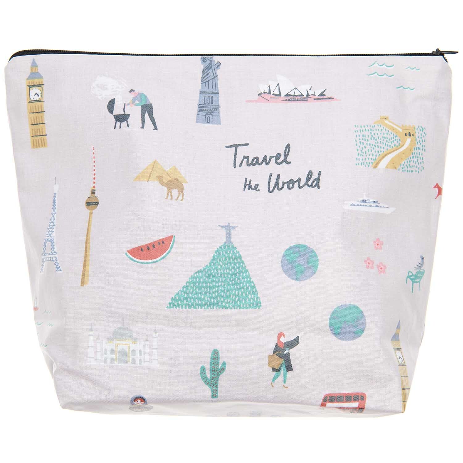 Kosmetiktasche Travel the World flieder 28x21x9cm