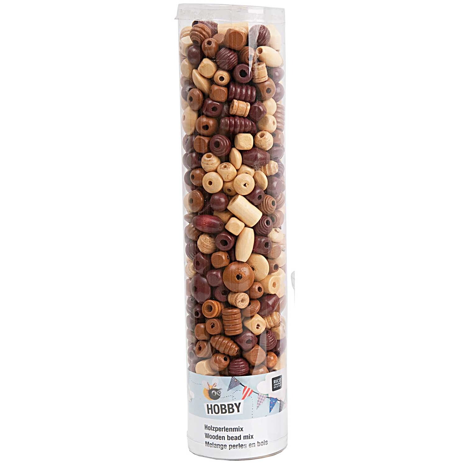 Holz-Perlen Mix natur 500g