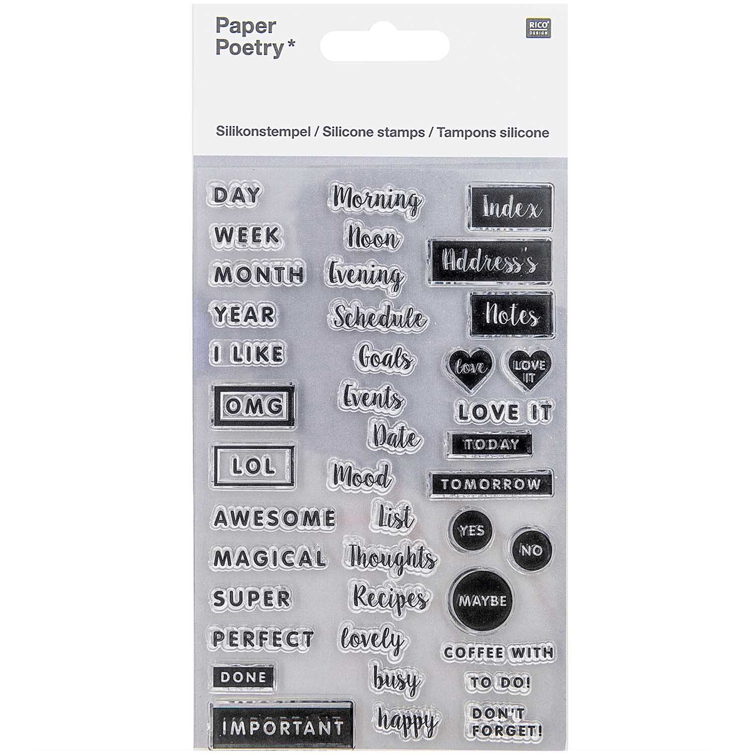 Paper Poetry Silikonstempel-Set Bullet Diary Notizen