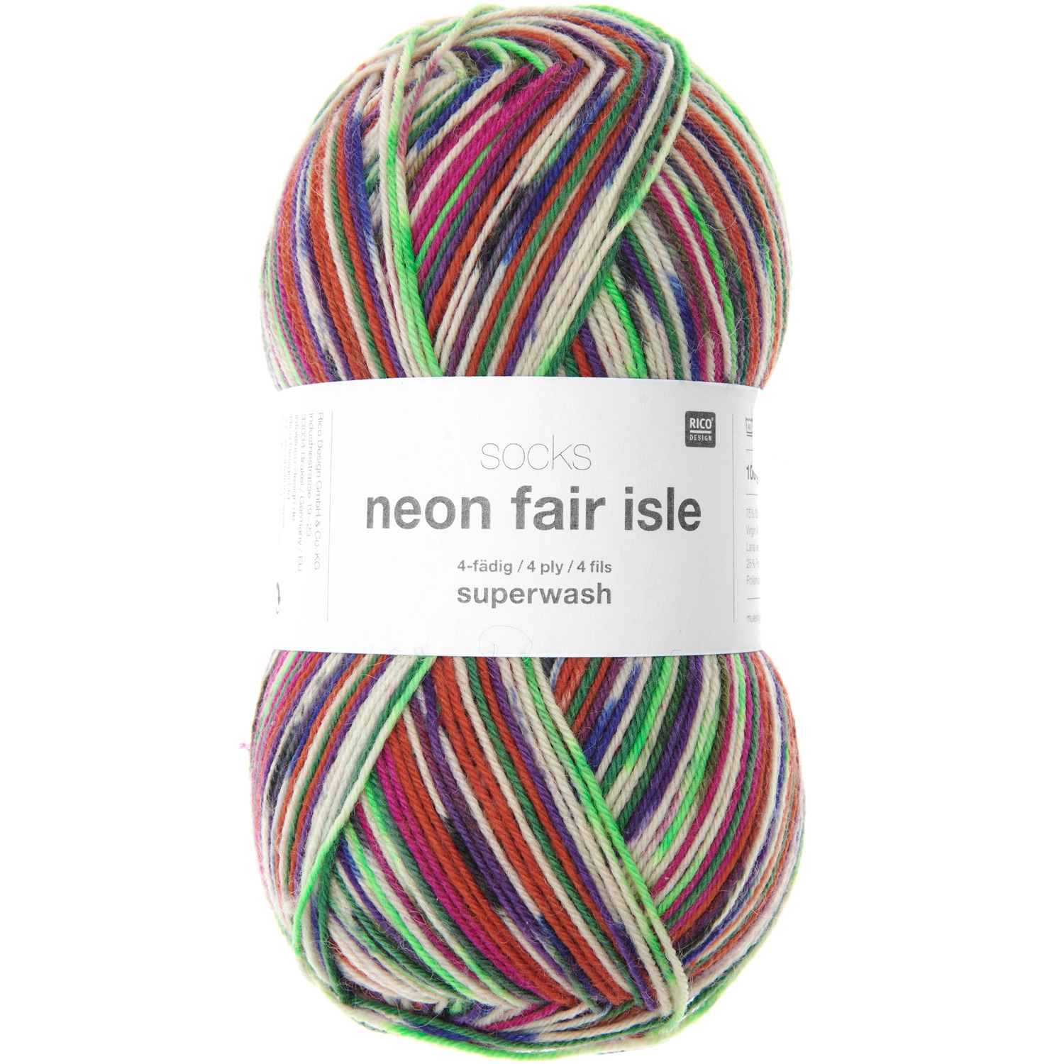 Socks Neon Fair Isle 4-fädig