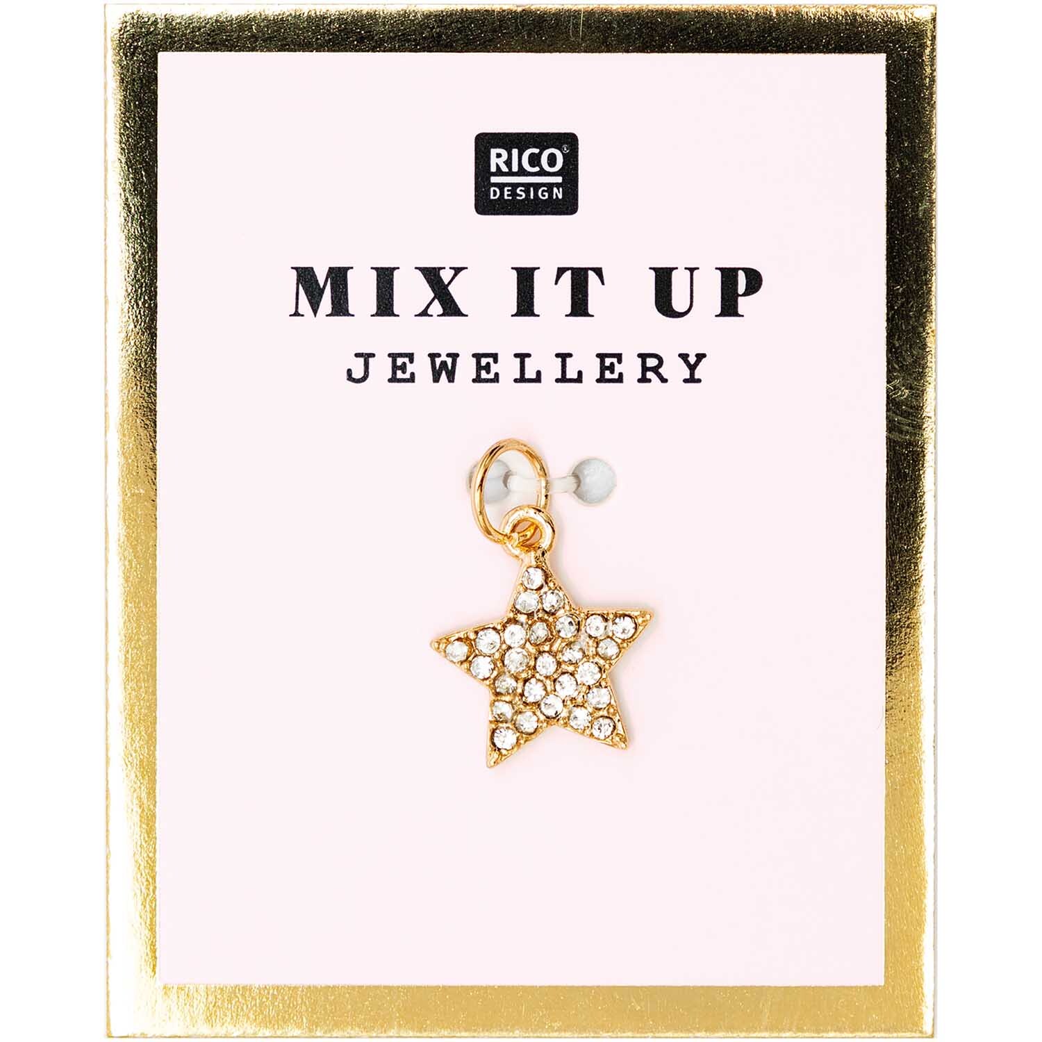 Mix it Up - Jewellery Stern Anhänger Strass gold  Ø10mm