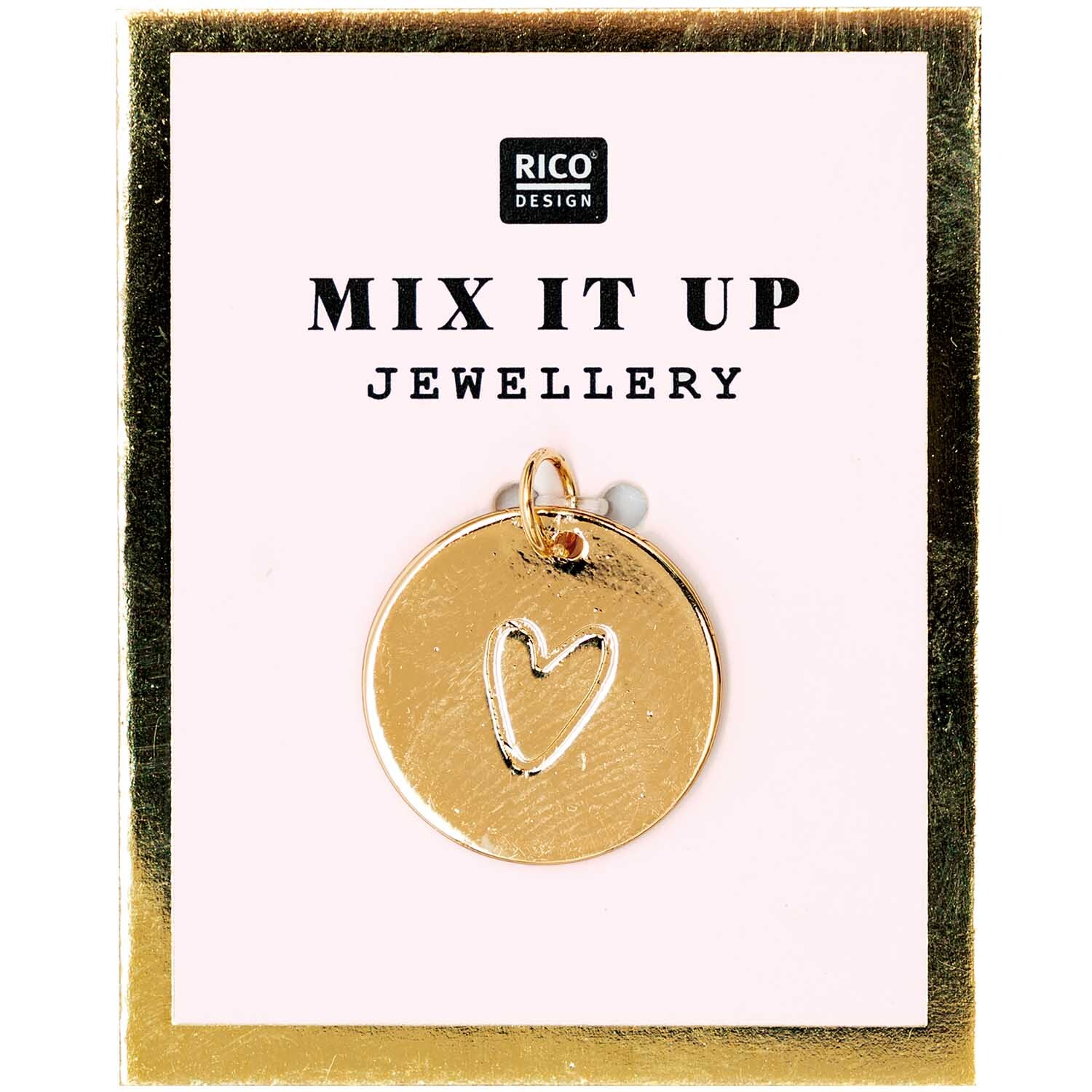 Mix it Up - Jewellery Anhänger Scheibe Herz gold Ø17mm