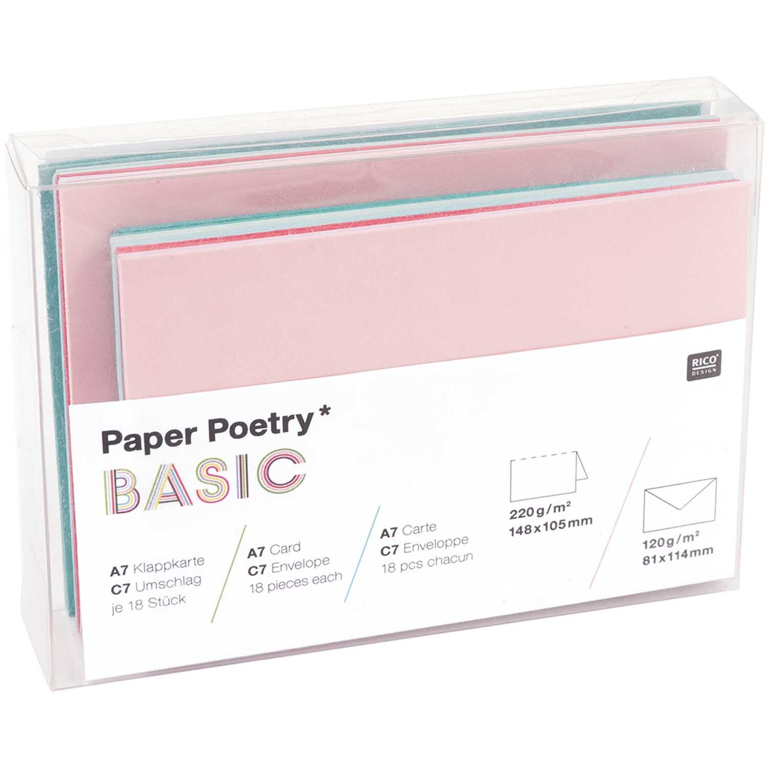 Paper Poetry Basic Kartenset Basic tropical A7/C7 36teilig