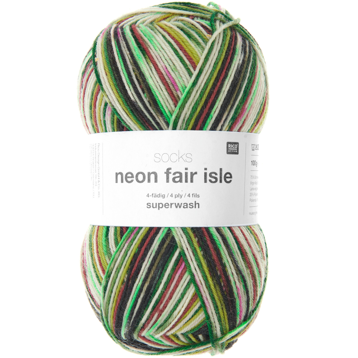 Socks Neon Fair Isle 4-fädig