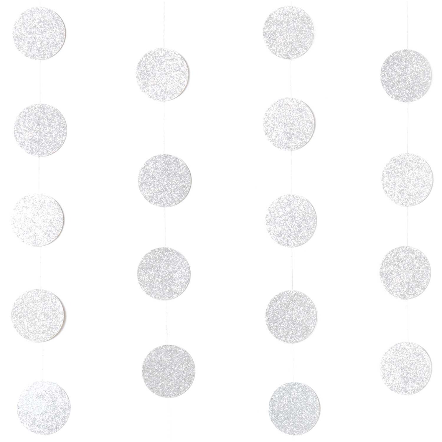 Genähte Girlande Kreise 3,8cm Glitter-silber 2m