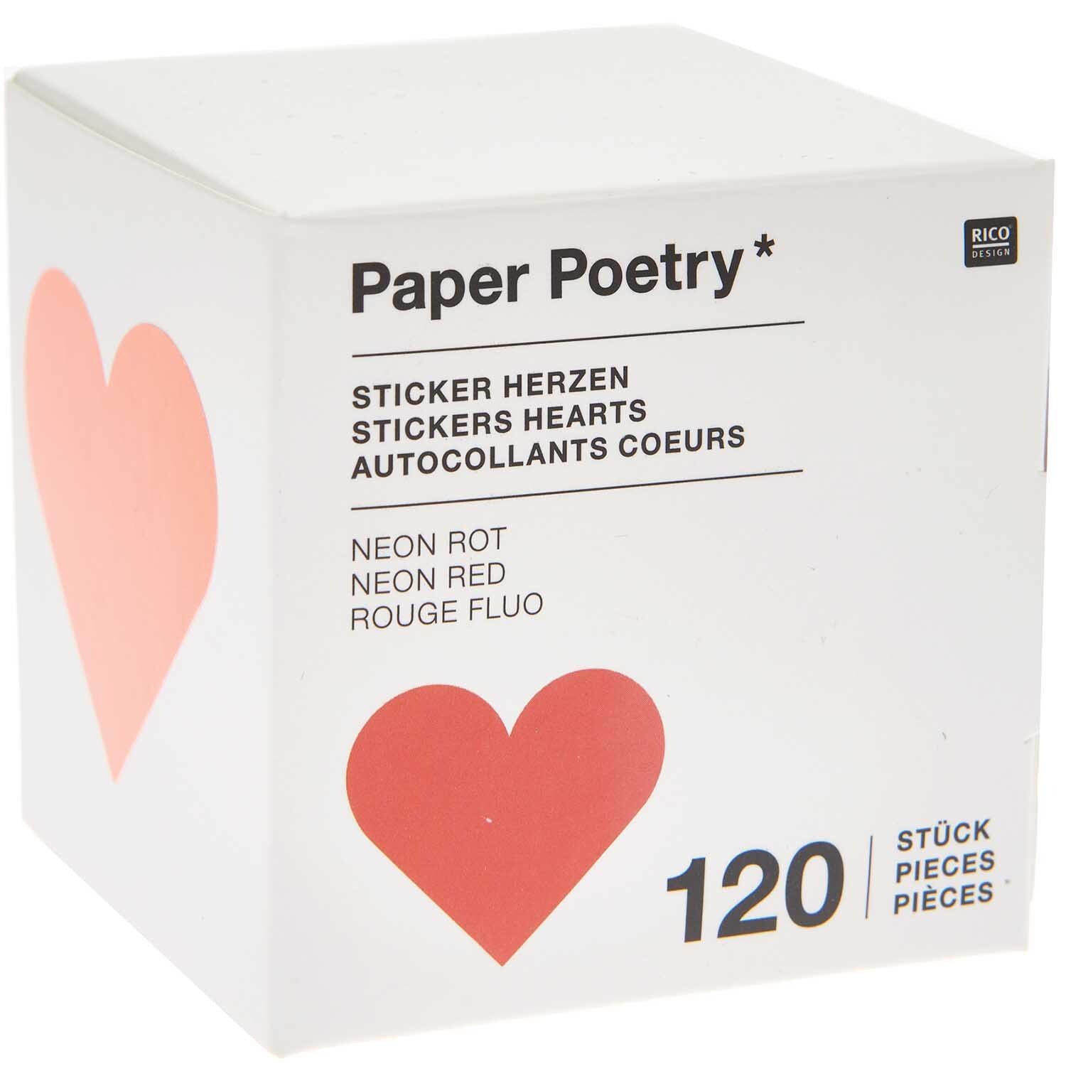 Paper Poetry Sticker Herzen 5cm 120 Stück auf der Rolle