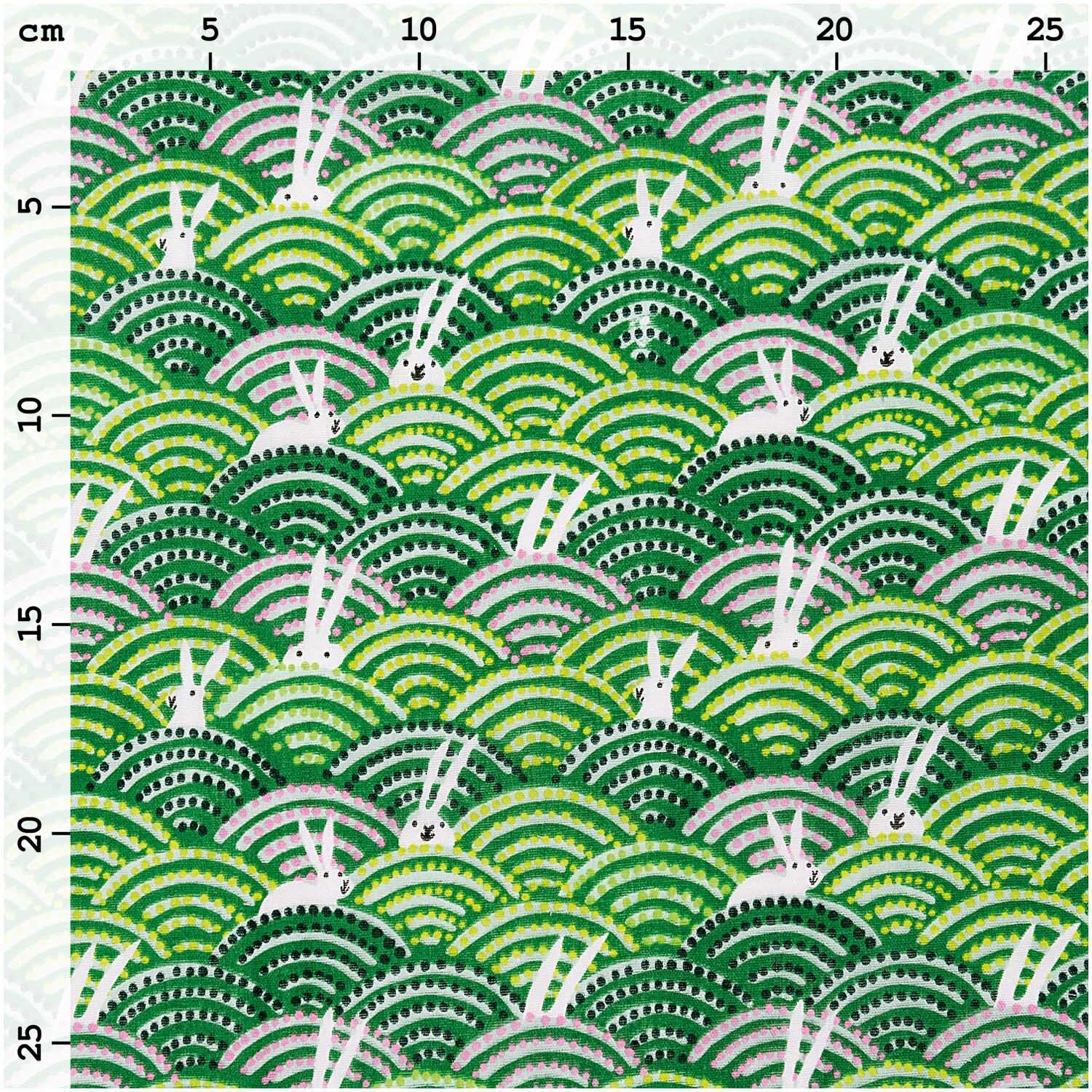 Musselin-Druckstoff Bunny Hop Hasen im Feld grün 50x140cm