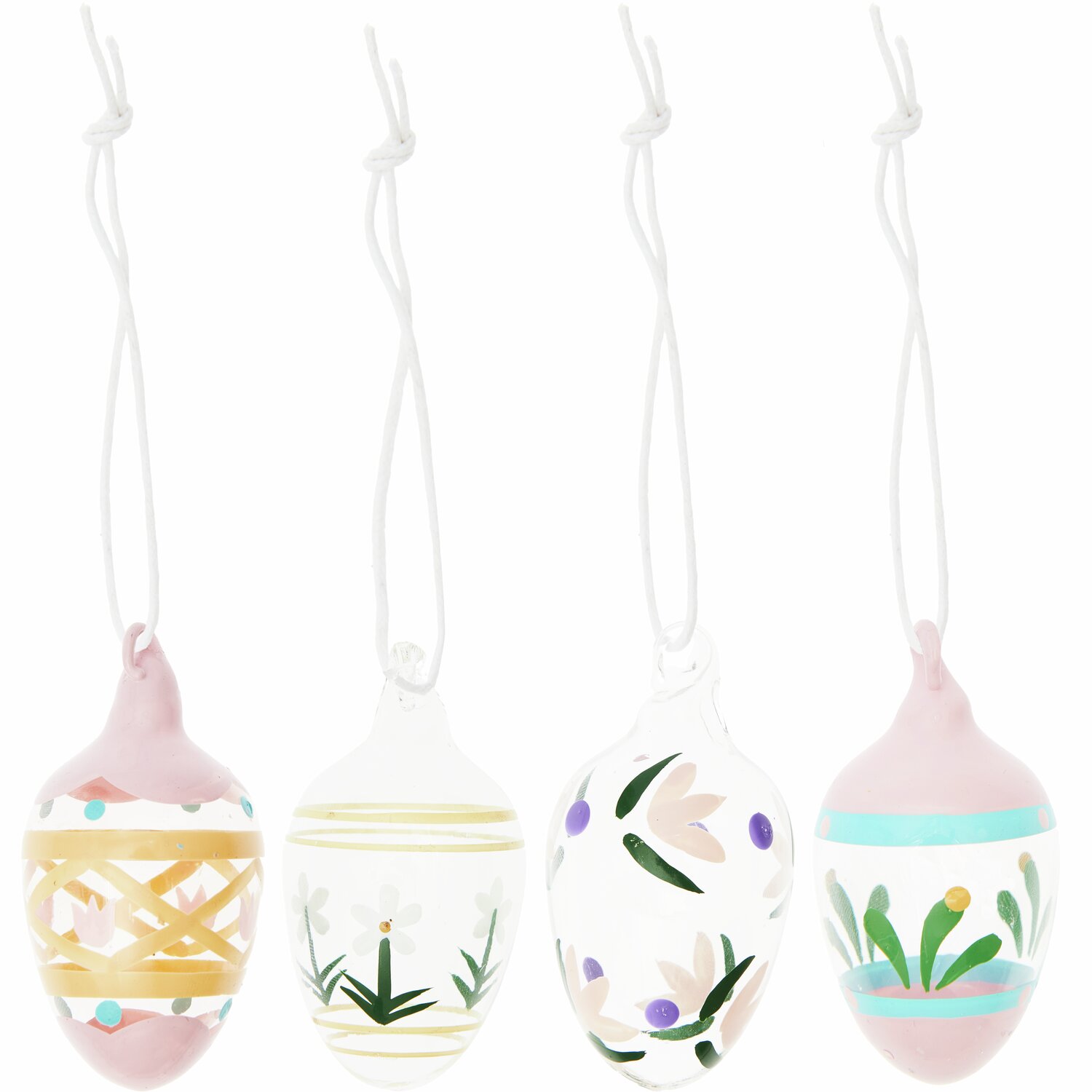 Glas Eier Blumen handbemalt 4-teilig