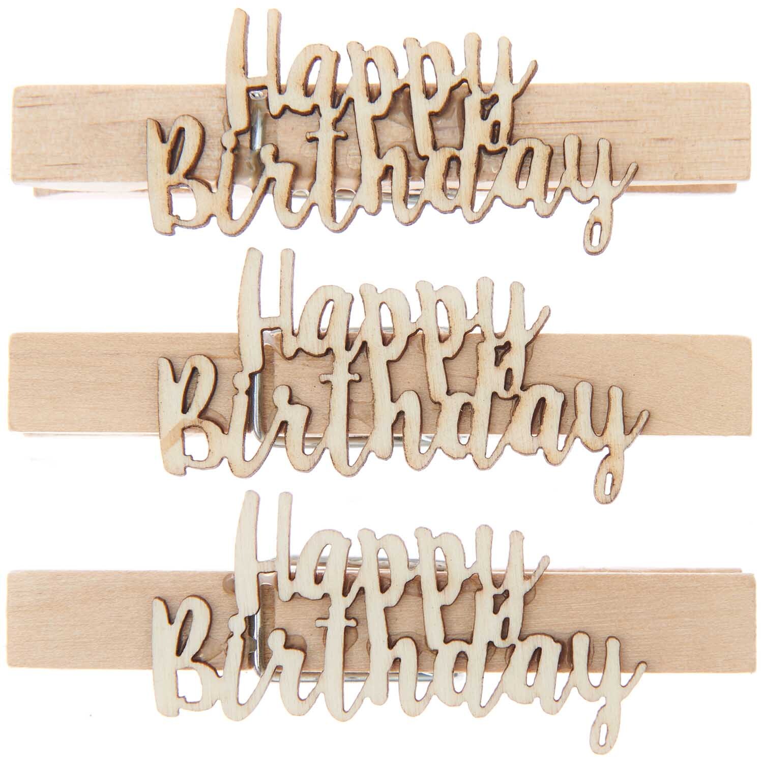 Holzklammern "Happy Birthday" 10x70mm 3 Stück