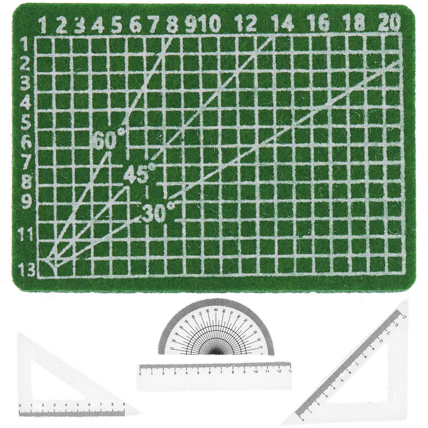 Miniatur Schneidematte mit Linealen 5teilig