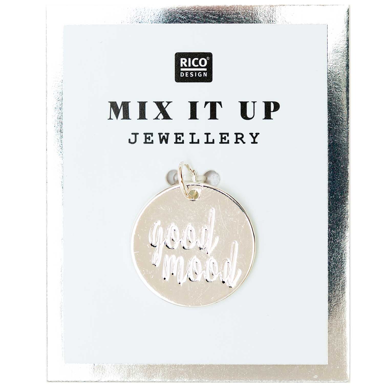 Mix it Up - Jewellery Anhänger Scheibe Good Mood silber Ø17mm