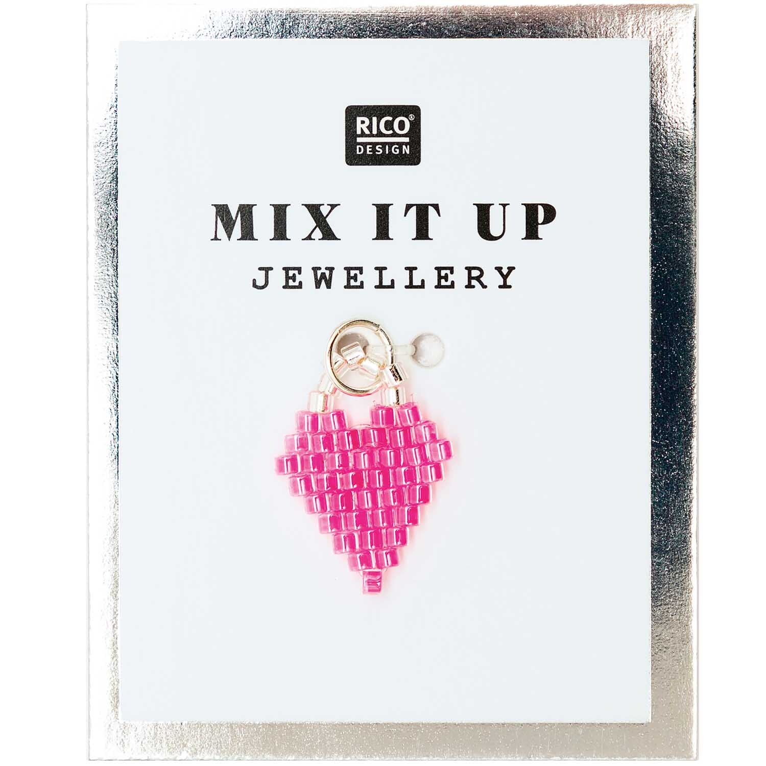 Mix it Up - Jewellery Brick Stitch Herz neon pink 11x16mm