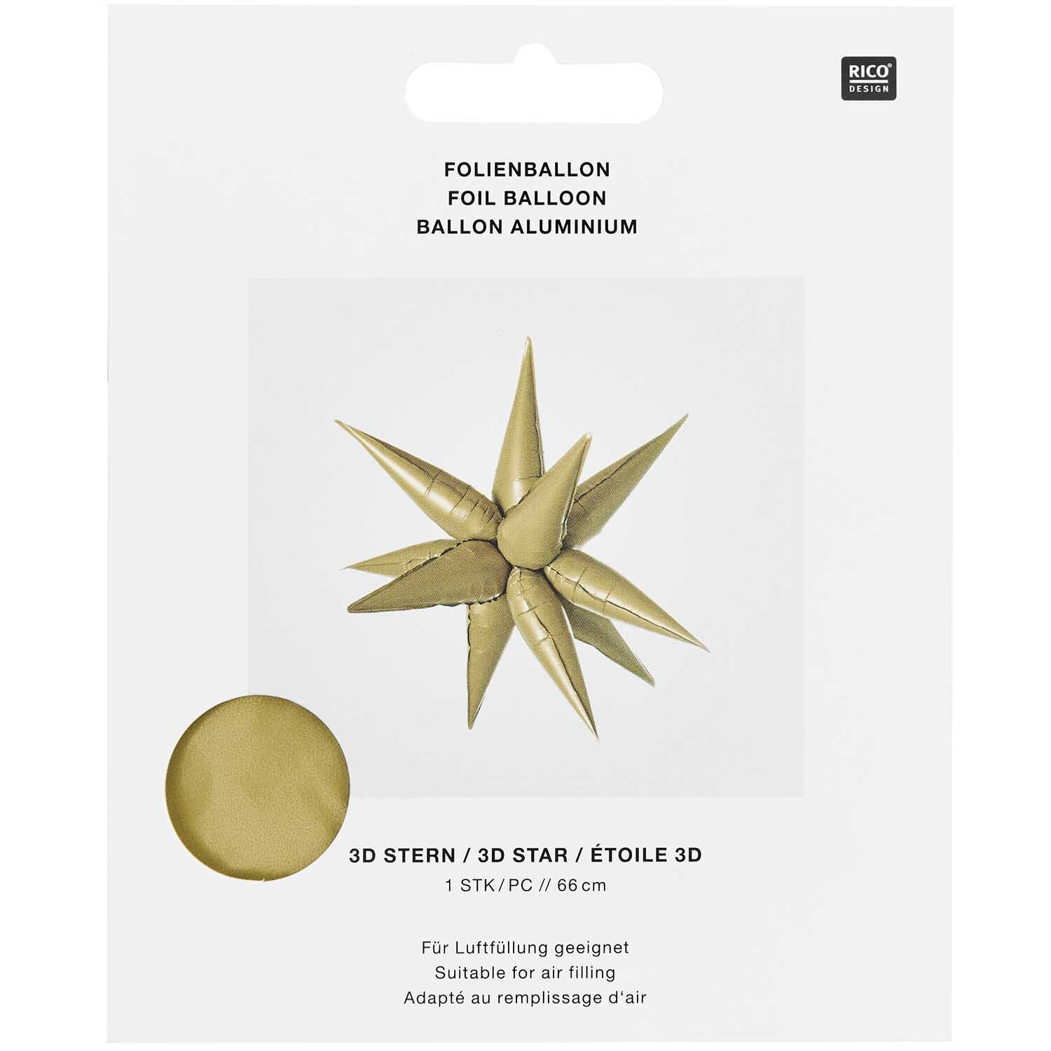 Folienballon 3D-Stern gold