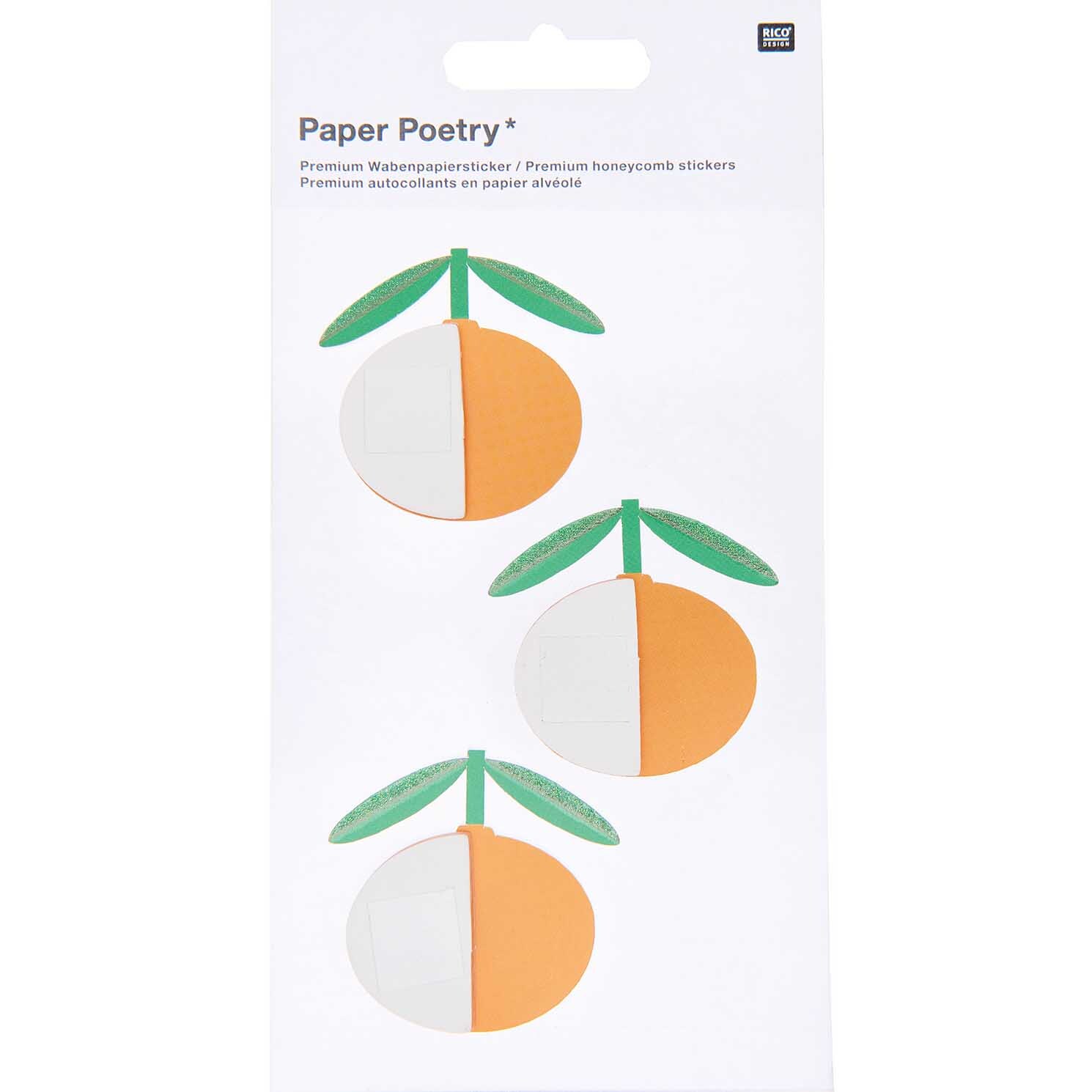 Paper Poetry Wabenpapiersticker Orangen 1 Blatt