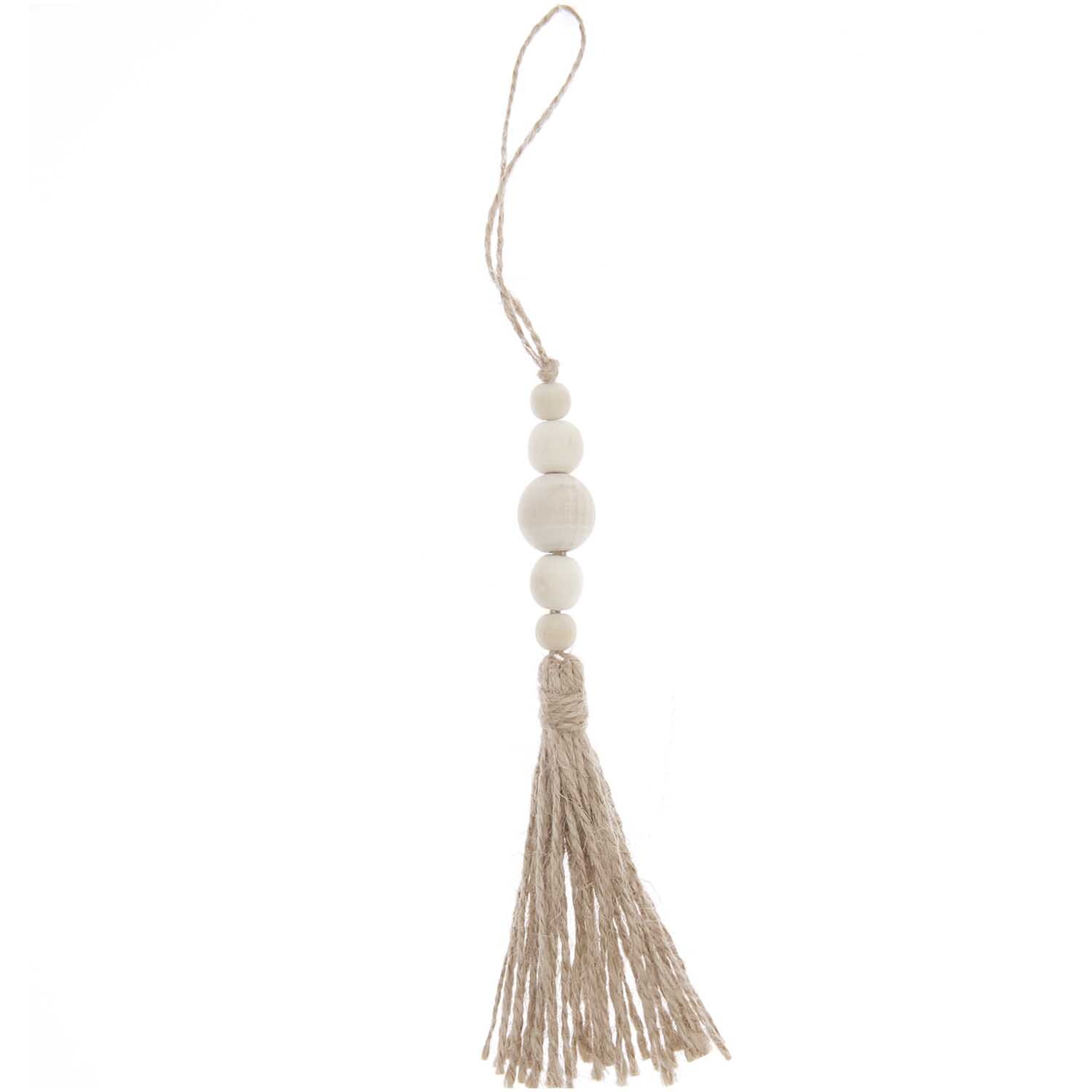 Deko-Tassel mit Holzperlen natur 16cm