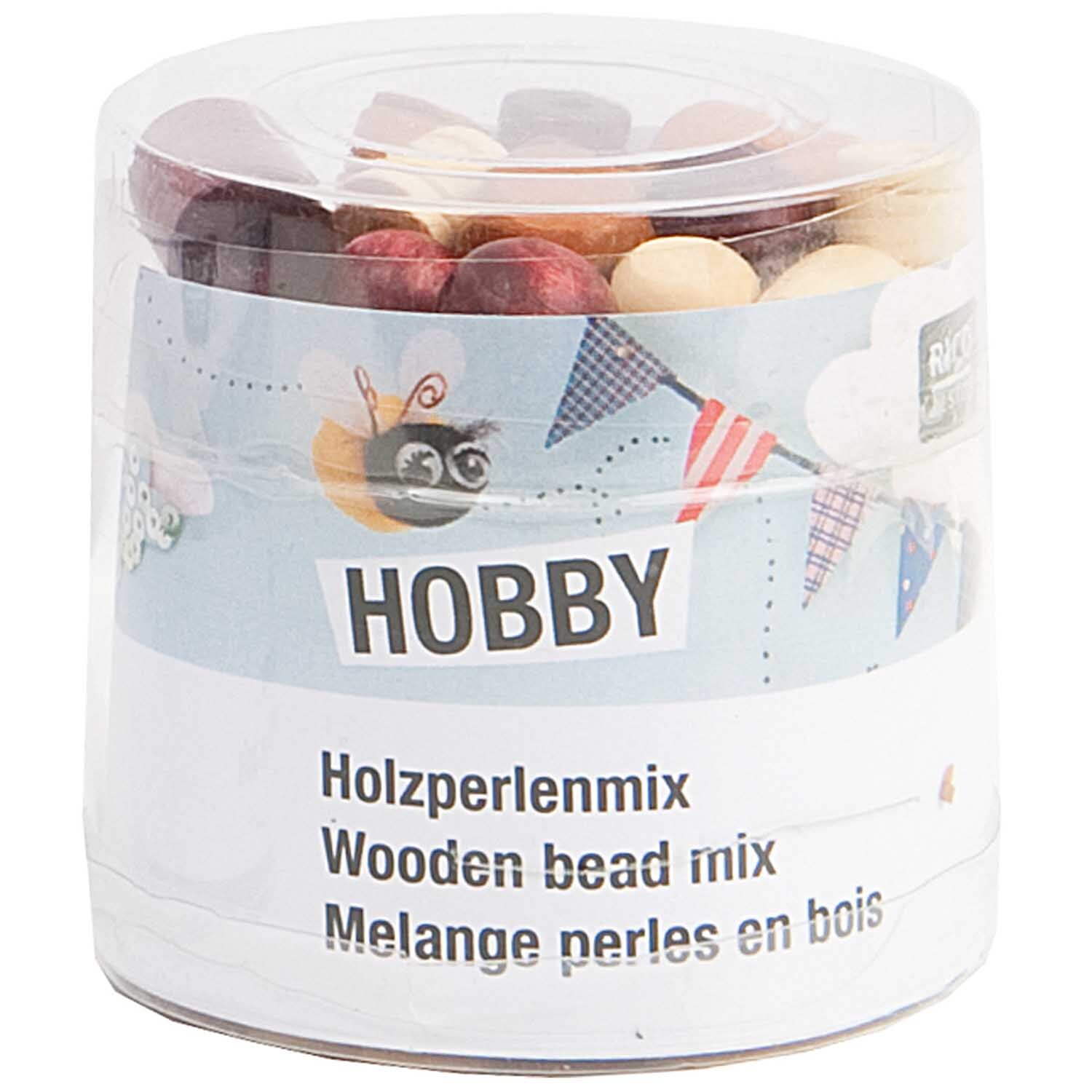 Holz-Perlen Mix natur 100g