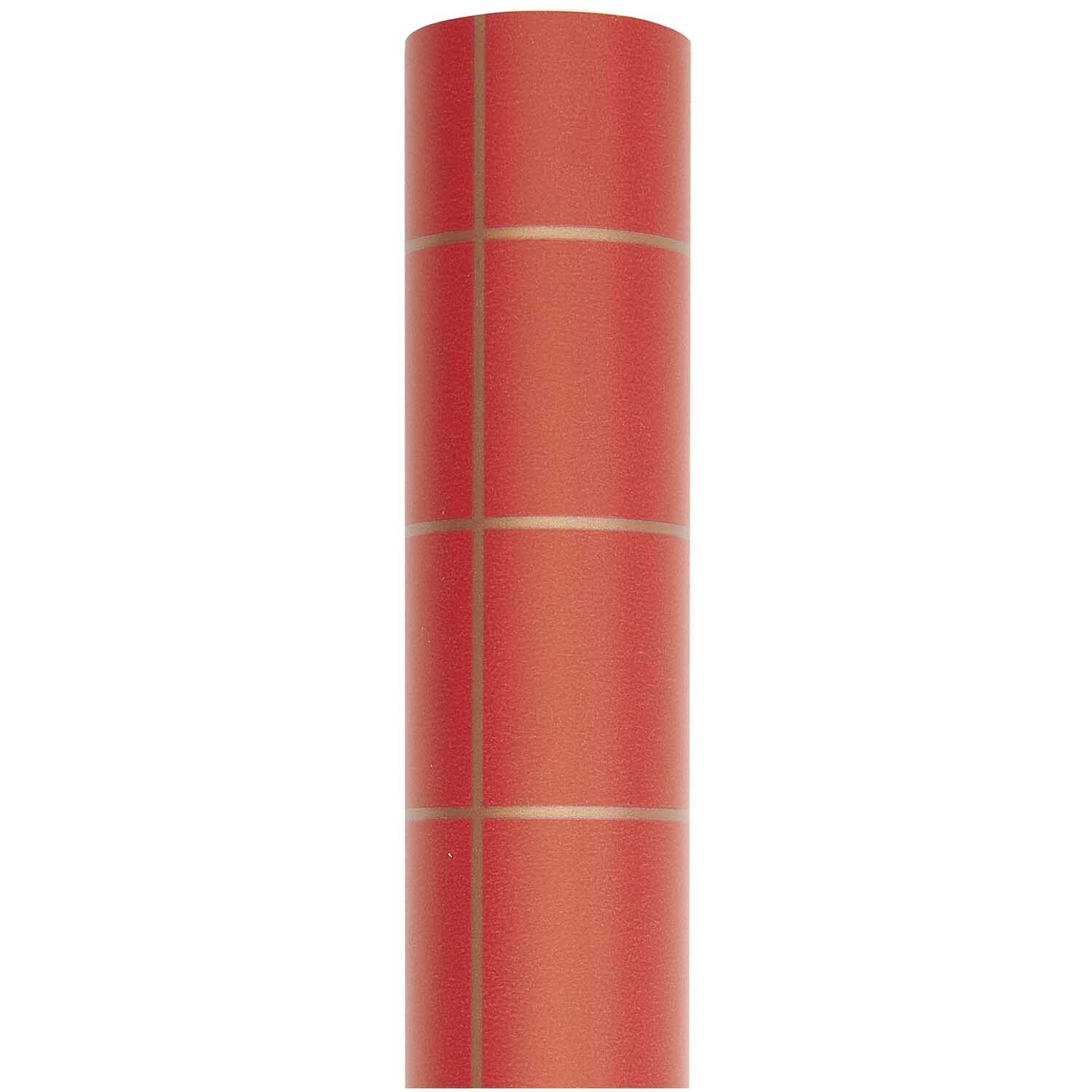 Paper Poetry Geschenkpapier Raster rot-gold 70cm 2m 80g/m²