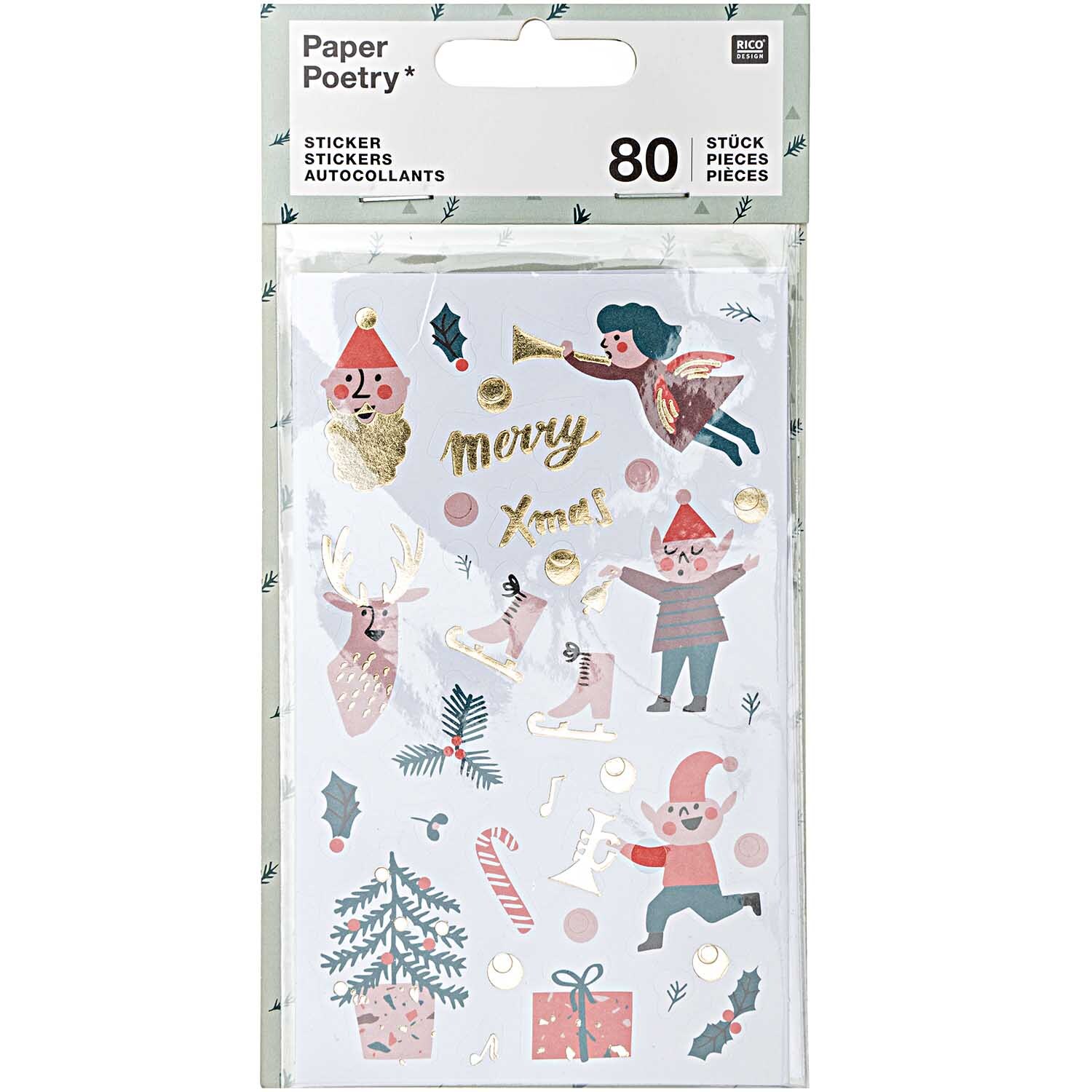 Paper Poetry Sticker Jolly Christmas Classic 4 Blatt